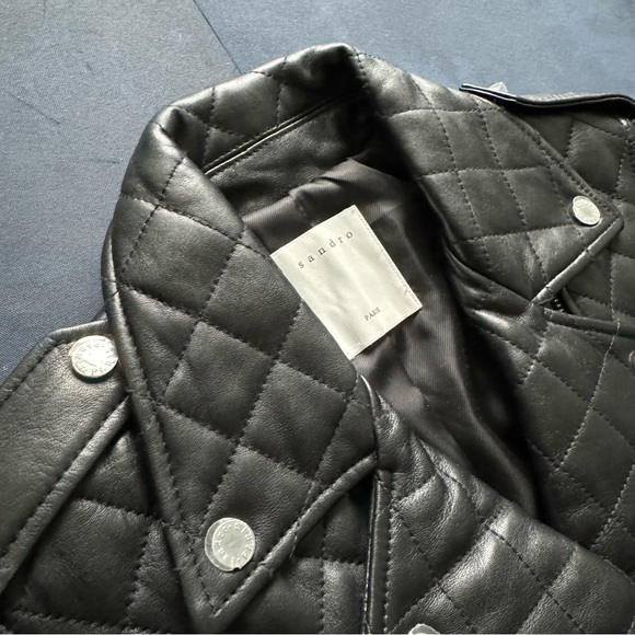 (NWT) Sandro - Ewan Leather Quilted Biker Jacket - Picture 7 of 12